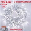 Luci di Natale Catena Led luminosa Esterno Prolungabile 100 Led 10mt Vari Colori