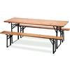 4F GROUP SET BIRRERIA TAVOLO + 2 PANCHE IN LEGNO NATURALE RICHIUDIBILE 220X70 cm 4F