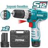 Total TRAPANO AVVITATORE A BATTERIA A PERCUSSIONE 12V 2 BATTERIE TOTAL