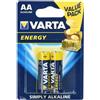 VARTA 2x Pila VARTA AA Stilo Energy Alcalina Pile Batteria LR6 MN1500 1,5V Sc. 12-2024