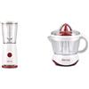 Girmi FR03 Frullatore Elettrico, 170W, 4 Lame in Acciaio INOX, 500 ml, Bianco & SR02 Spremiagrumi Elettrico, 25 W, Capacità 700cc, Doppia coppa di spremitura piccola e grande, Rosso/Bianco