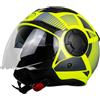 One by Camamoto | Casco Alfa 2.0 Jet/Demi-Jet per Moto e Scooter, Giallo Fluo - Grigio Opaco, Doppia Visiera, Omologato ECE R22-06, Taglia XS (53-54 cm)