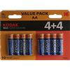Kodak Batterie Pile Kodak AA Confezione Value Pack da 8 Batterie Max Super Alkaline