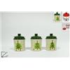 DUE ESSE CHRISTMAS srl Set 3 Pezzi Barattoli da Cucina in Ceramica Bombati Natalizi 2 Decori