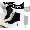 Stivali Scarpe Stivaletti Tronchetto Pelle Sintetica Nero Oro 9 cm 23328