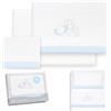 Interbaby Set Lenzuola Culla Neonato 50x80 cm Elefante Cuore Bc/Blu | Set lenzuola culla 50x80: lenzuolo con angoli, lenzuolo sopra e federa cuscino, pile coral caldo, inverno, regalo nascita