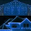 WISDOM Tenda Luminosa Per esterno con 256 led a luce Blu fissa + Bianca Fredda Flash