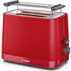 Bosch Tostapane Compatto TAT3M124, 950W, Tostatura Uniforme, Espulsione Automatica, Vassoio Raccogli-Briciole, Funzione Scongelamento e Riscaldamento, Spegnimento Automatico, Griglia Rimovibile, Rosso