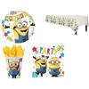 decorata party KIT COORDINATO MINIONS COMPLEANNO PIATTI BICCHIERI TOVAGLIOLI TOVAGLIA