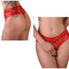 Perizoma intimo aperto a vita alta sexy tanga donna rosso trasparente con pizzo