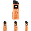 Adidas, Team Force Gel Doccia Bagnoschiuma 3 in 1 per Corpo, Capelli e Viso, Formula Vegana, 400ml (Confezione da 4)