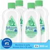 Johnson's Baby Olio Aloe Vera 4 x 300 ml, Olio neonato idratante per la pelle delicata, Johnson's Baby Oil con Aloe Vera per aiutare ad alleviare la secchezza, Dermatologicamente testato
