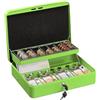 Relaxdays Cassetta di Sicurezza per Soldi, con Scomparto per Monete e 4 Vani per Banconote, 8,5x30,5x24,5 cm, Verde
