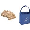 WENKO Sacchetto portamollette in poliestere, Poliestere, 17 x 19 x 10 cm, Blu & Mollette di legno 50 pezzi 50 pezzi, Legno, 1 x 7 x 1 cm, Marrone