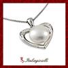 Collana Cuore e Perla di Fiume in Argento 925 Rodiato Finitura Oro Bianco Donna