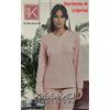 KISSIMO Biancaluna PIGIAMA DONNA "KISSIMO Biancaluna" Scollo aV Serafino-100%CALDO COTONE-INTERLOCK