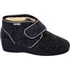 Emanuela pantofola italiana alta calda lana velcro zeppetta gomma DONNA blu 831