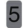 Exacompta - Ref. 67185E - 1 piastra adesiva CHIFFRE 5 - Cartello murale stampato - Su tutte le superfici - Look alluminio spazzolato - Dimensioni: 2,5 x 4,4 cm