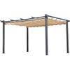 ZIK PERGOLA 3x4 GAZEBO GIARDINO IN ALLUMINIO TELO RETRATTILE POLIESTERE ECRU ESTERNO