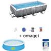 Bestway Piscina Bestway 404x201x100 rettangolare Powersteel fuori terra rattan grigio