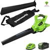 Greenworks SOFFIATORE E ASPIRATORE 40V GREENWORKS GD40BV +SACCO 45L + KIT BATTERIA 4Ah OPZ