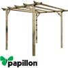 Papillon Pergola pergolato 4 pali mt 3x3 h 2,4 legno impregnato copertura gazebo