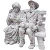 FratelliVagnoni Coppia statua vecchi vecchietti su panca in cemento e marmo panchina giardino