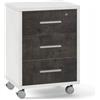 BricoShop24 Cassettiera da Scrivania Ruote Bianco Nero 3 Cassetti con Chiave Ufficio