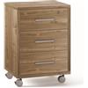 BricoShop24 Cassettiera Ruote Noce 3 Cassetti con Chiave da Scrivania Ufficio Legno