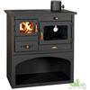 CUCINA STUFA A LEGNA CON FORNO NERA CARBONE 75x45x80h CM 305 M3 ACCIAIO