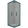 Forte BOX DOCCIA ANGOLARE SCORREVOLE 70X100 CM VETRO TRASPARENTE VERDE MOD. KOLORS