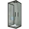 Forte BOX DOCCIA 3 LATI SCORREVOLE NERO MATT VETRO TRASPARENTE 75X90X75 CM KOLORS