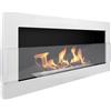 hoemartarredo Caminetto camino bioetanolo biocamino da incasso 900x400mm bianco lucido + vetro