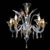 LAMPADARIO MURANO ORIGINALE A 5 LUCI BGA 1476 CLASSICO TRASPARENTE E ORO 24K
