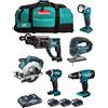 MAKITA Kit DLX6068PT (DHP453 + DTD152 + DHR202 + DJV180 + DSS611 + DML802 + 3 x