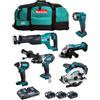 MAKITA Kit DLX6104TX2 (DHP458 + DTD152 + DSS610 + DJR186 + DGA452 + DML815 + 3 x