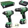 Hitachi Hikoki Kit avvitatori leggeri Hitachi Hikoki DV12DA + WH12DA 12V combo 2 batt e valigia