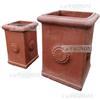 FratelliVagnoni Vaso Vasi in terracotta quadrato alto pilone lavorato rosone cotto toscano italy