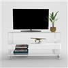 Designtrasparente Carrello TV 90x30 mobile in plexiglass trasparente, ruote e ripiani