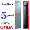 UTILIA FUCILIERA 5 POSTI ARMADIO PORTAFUCILI FUCILE ARMI CACCIA CON TESORETTO PISTOLA