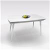 RELIABLE FURNITURE SDN.BHD TAVOLO CM 140X80 ALL. METALLO BIANCO E VETRO EFFETTO MARMO