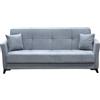 CAPALDO Divano Prontoletto 3 Posti 210x88x82 Loren Velluto Grigio Chiaro