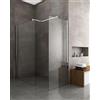 Giorgyshop Doppia Parete Doccia Walk-in Con Braccio A T Vetro 8 mm Reversibile, 80X100 CM