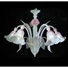 LAMPADARIO DI CRISTALLO SATINATO E FERRO BATTUTO ROSA 5 LUCI COLL. BGA 675