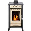Stufa A Legna In Acciaio 15 kW Olga Beige 45,5x48,5xH91 Uscita Fumi Superiore