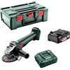 Metabo W 18 L 9-125 18V smerigliatrice angolare a batteria 1x 2Ah metabox
