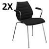 KARTELL MAUI SOFT SET 2 SEDIE POLTRONE TESSUTO NERO CON BRACCIOLI NUOVO 2893/BB
