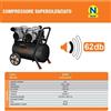 GrecoShop Compressore a secco con tecnologia silenziata EcoSilent Vinco 6 - 24 - 50 litri