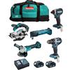 MAKITA Kit DLX5021TX1 (DDF484 + DGA504 + DSS610 + DTD153 + DTM51 + 2 x 5,0 Ah +
