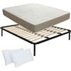 Comprarredo Rete e Materasso matrimoniale memory 160x190 con 2 cuscini kit letto completo
